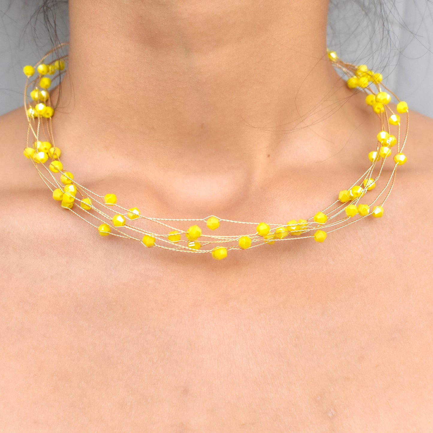Yellow Multi-Layered Tiara Necklace