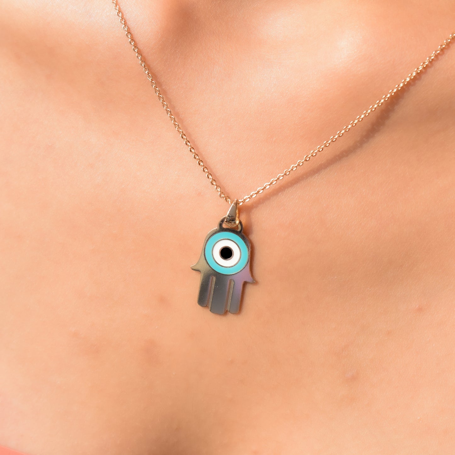 Hamsa Evil Eye Pendant Chain