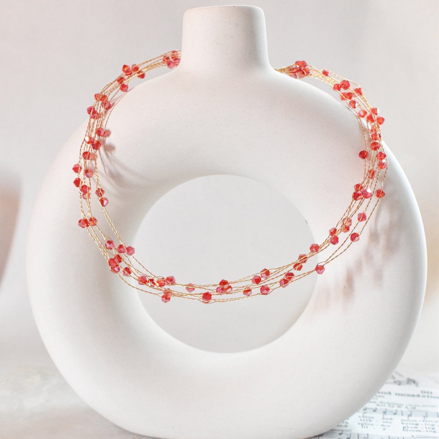 Red Multi-Layered Tiara Necklace