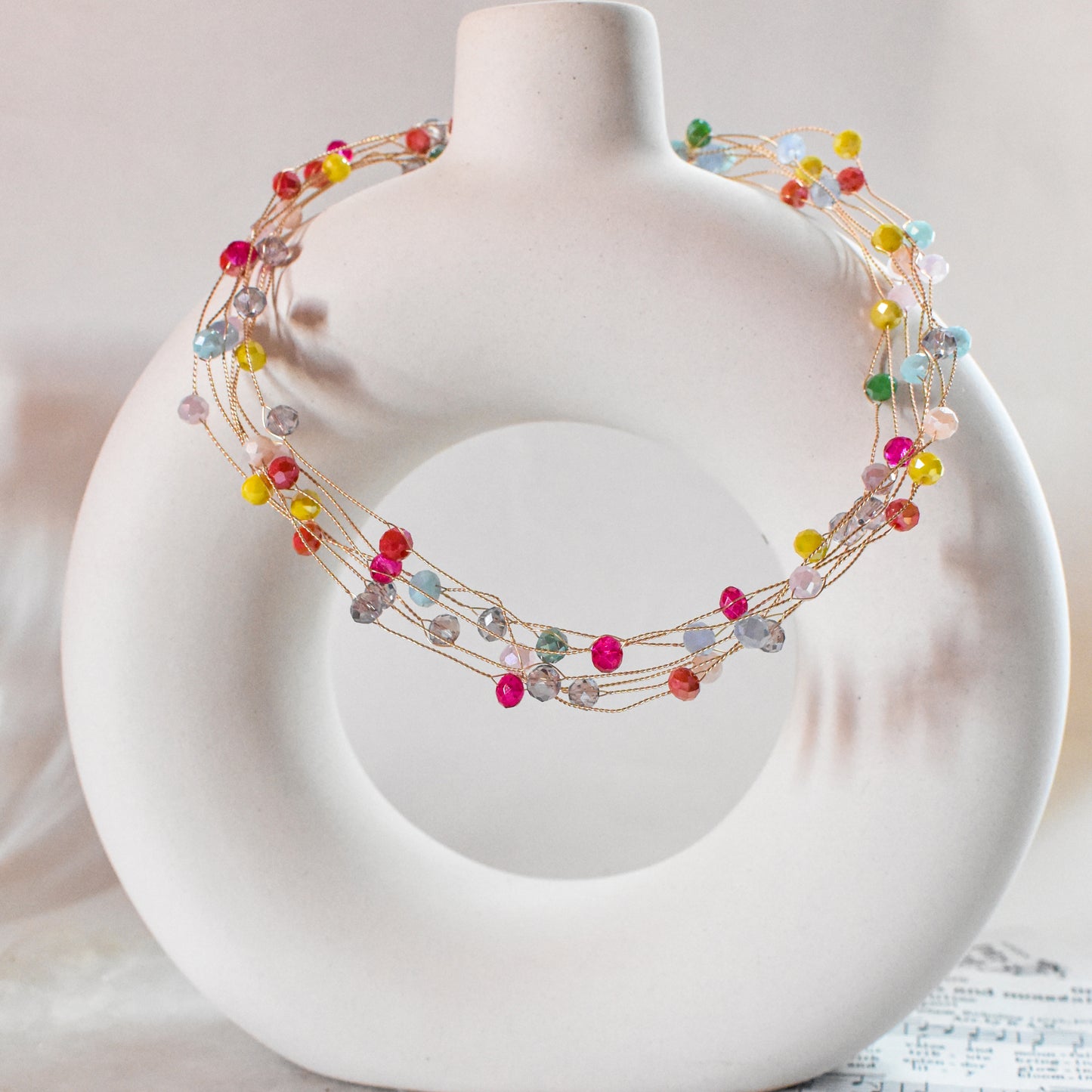 Multi-Colored Round Tiara Necklace