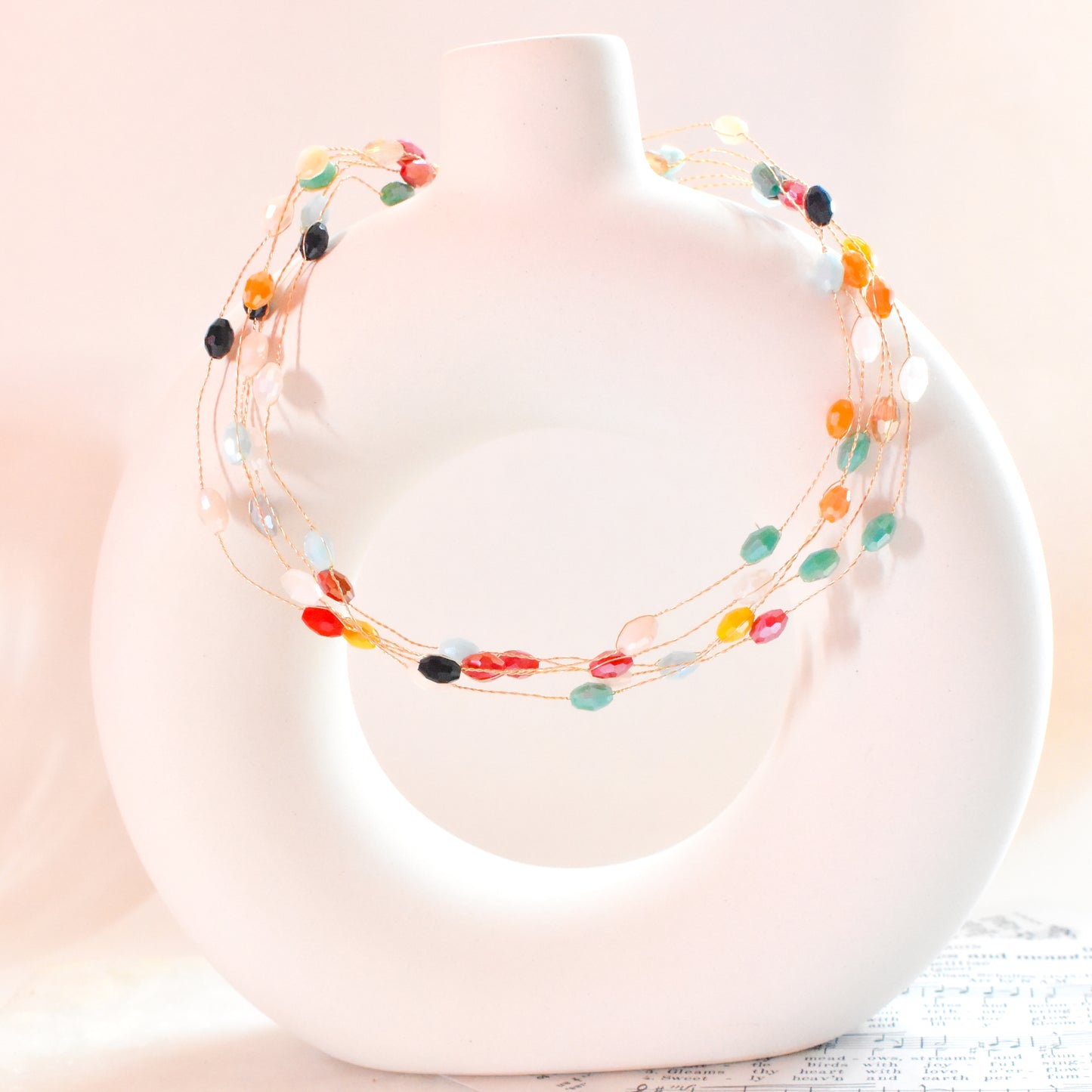 Elonged Multi-Colored Tiara Necklace