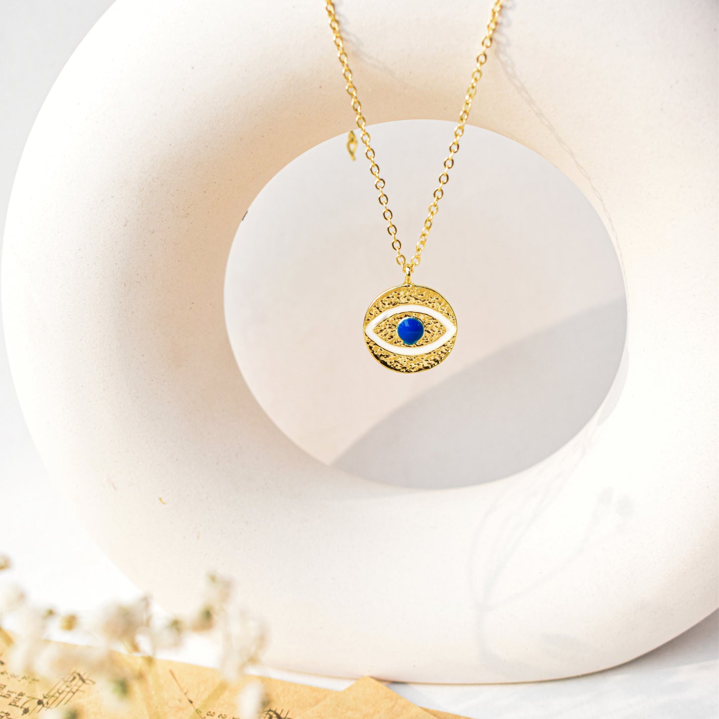 Evil Eye Textured Pendant Chain