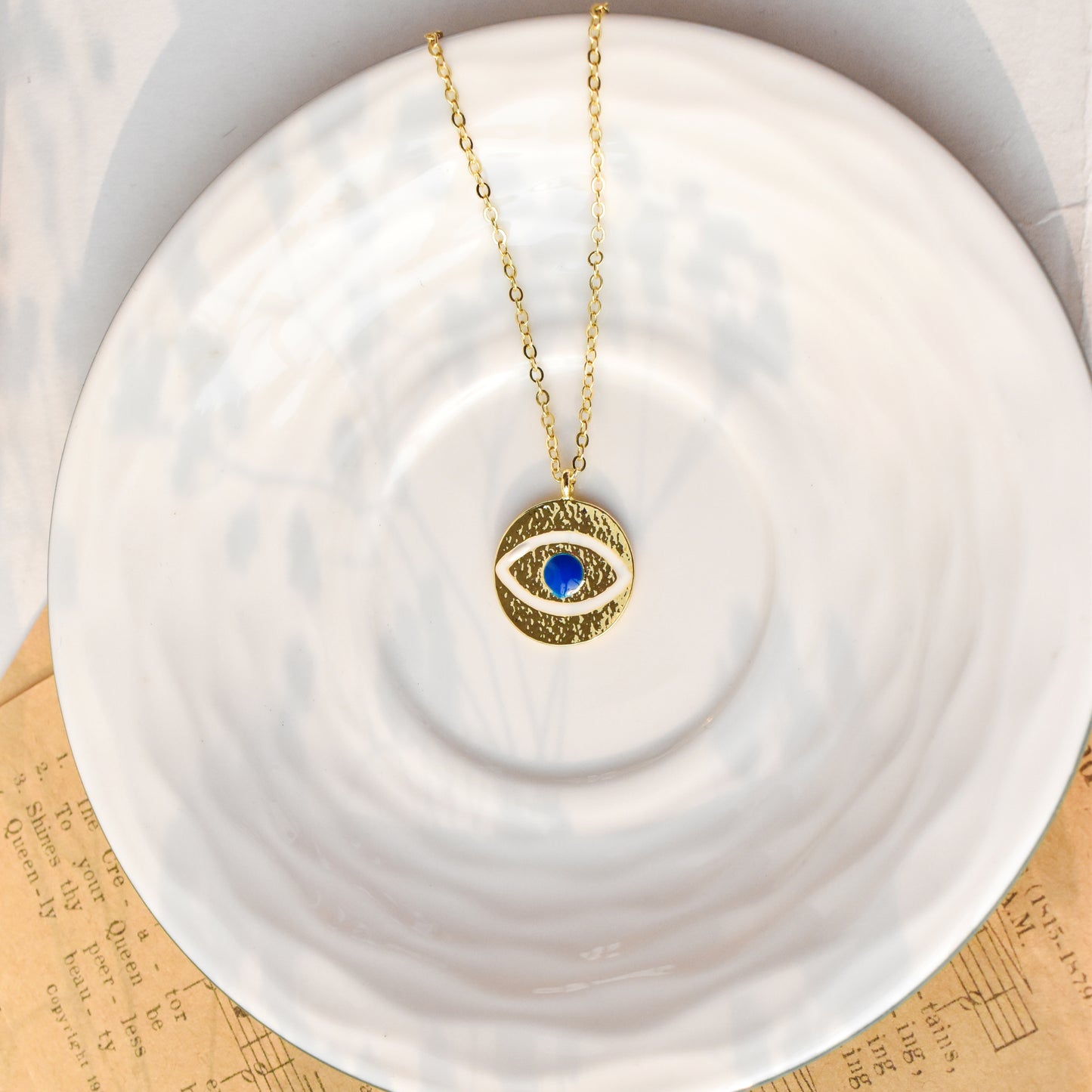 Evil Eye Textured Pendant Chain