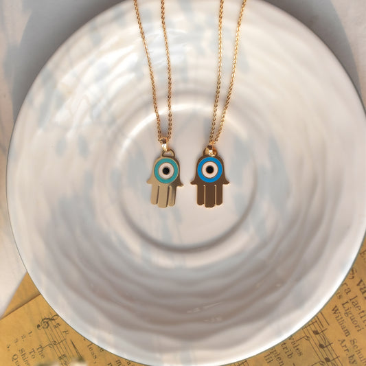 Hamsa Evil Eye Pendant Chain