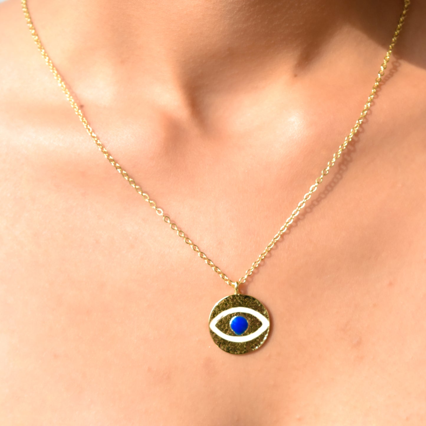 Evil Eye Textured Pendant Chain