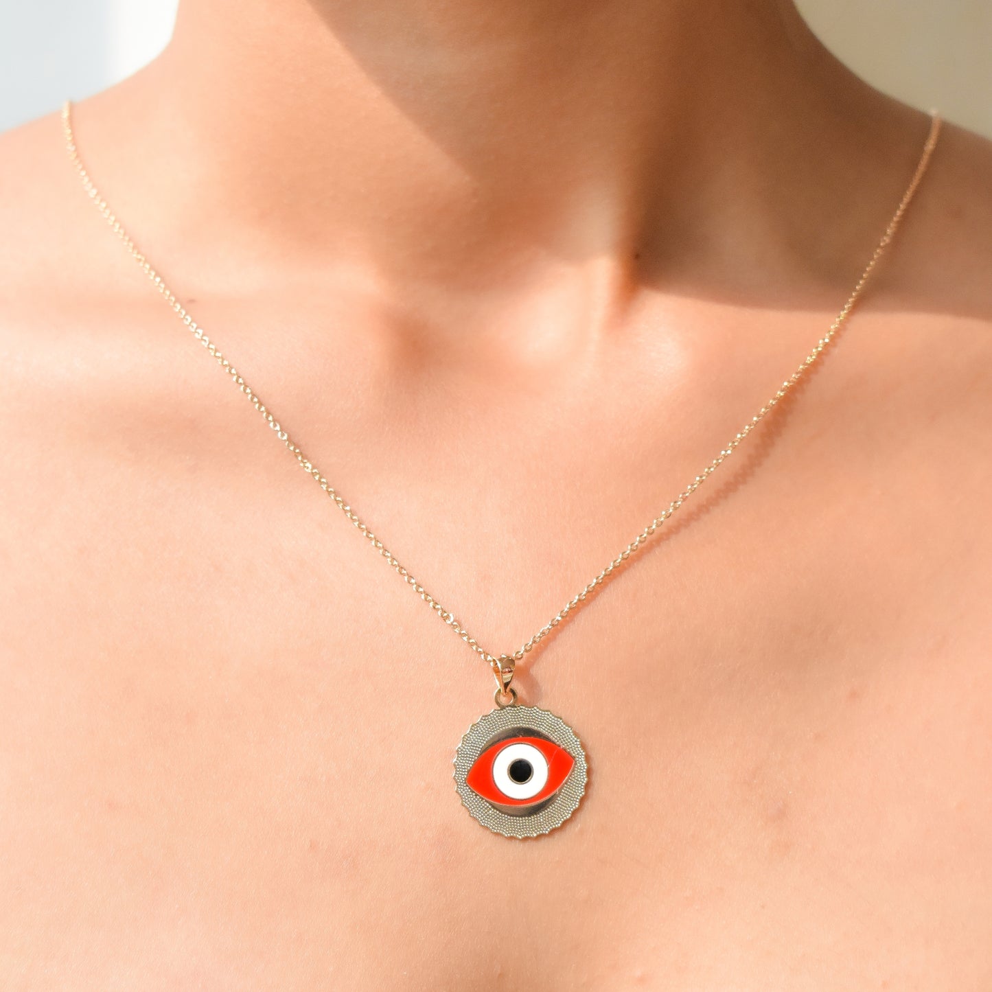 Round Evil Eye Pendant Chain