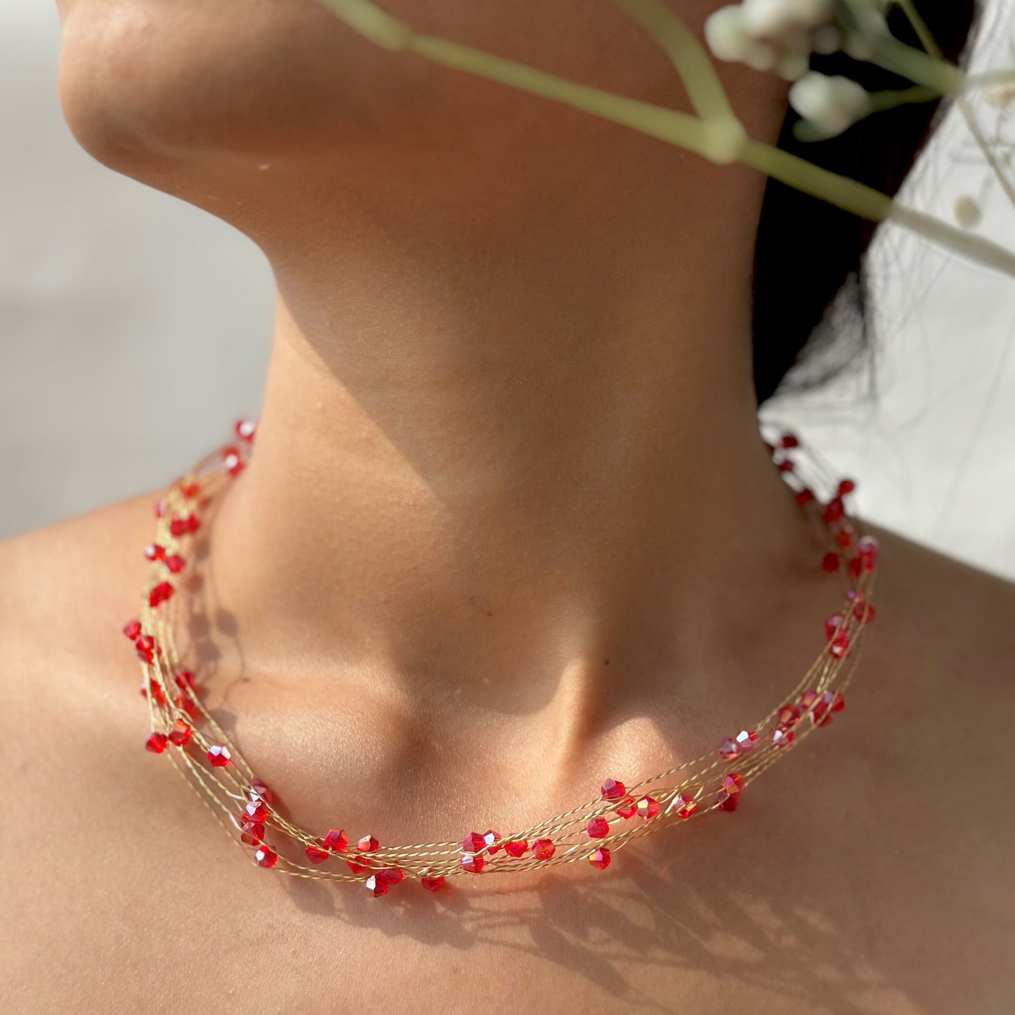 Red Multi-Layered Tiara Necklace